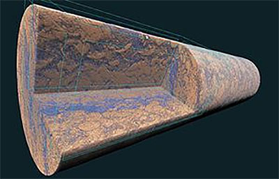 Tomography scan of a carbonate drill core