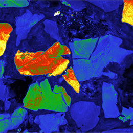 Cathodoluminescence image of quartz in sandstone