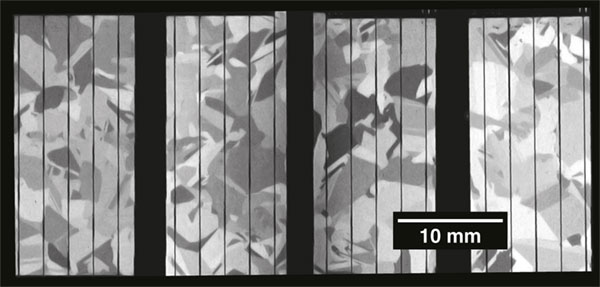 Raman image of crystal domains in a photovoltaic cell